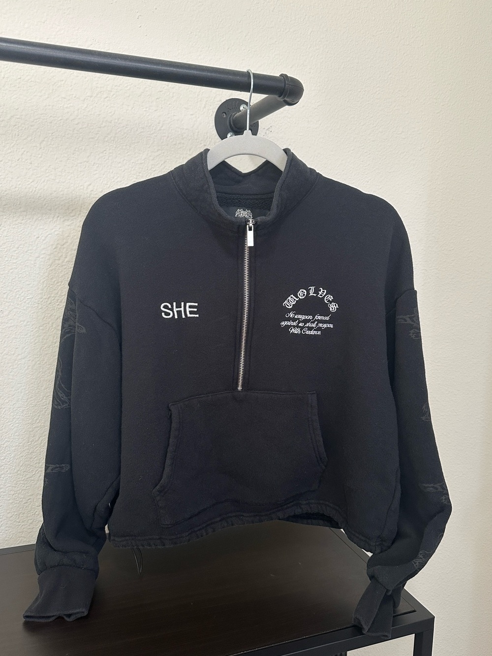 Darc Sport Black Half-Zip 'SHE' & Wolves Pullover